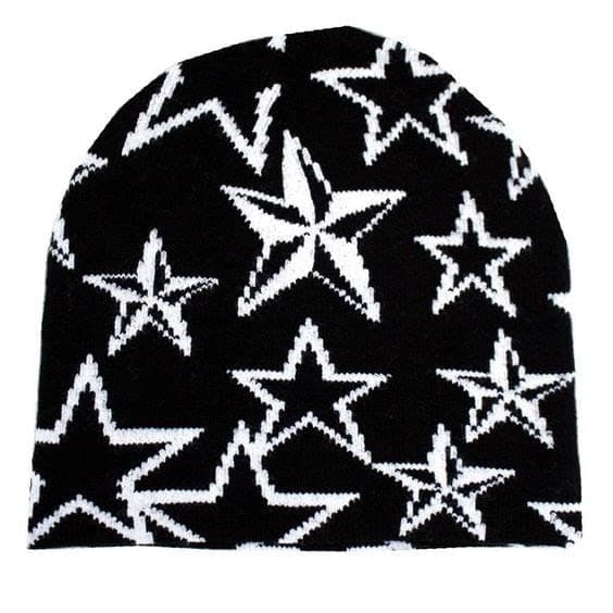 Y2K Beanie Hats Knitted Wool Pullover Hat Letter Star Jacquard Hat 2000s Cute Men Women Unisex