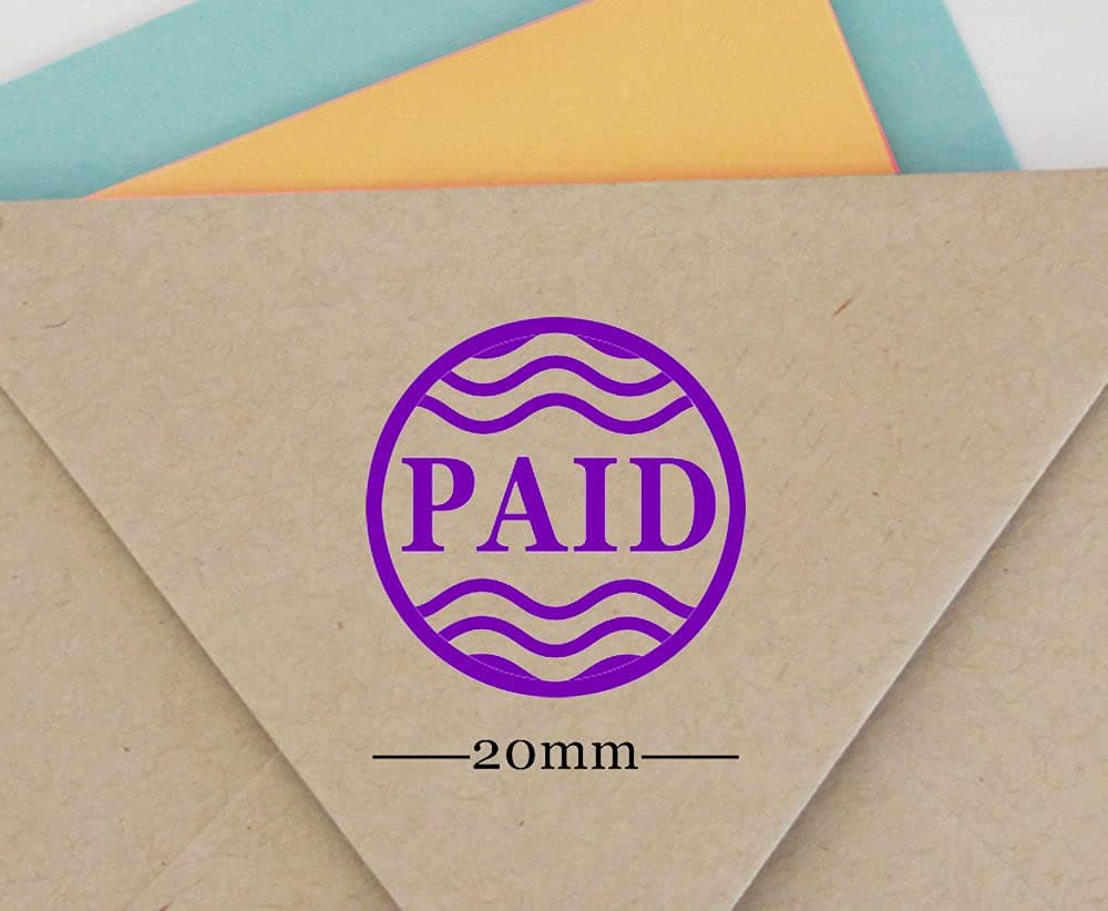 Paid Round Self Inking Office Stationary Stamp Personalized Custom Shiny 20mm Rubber Stamp