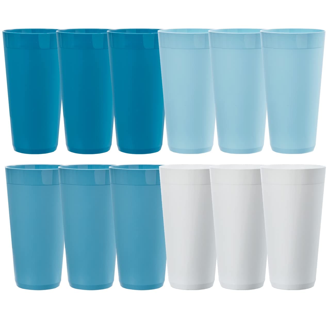 US Acrylic Newport 32 ounce Unbreakable Plastic Stackable Iced-Tea Tumblers in Blue Sky | Set of 12 Drinking Cups | Reusable, BPA-free, Made in the USA, Top-rack Dishwasher and Microwave Safe