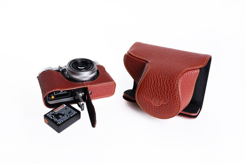 TP Original Handmade Genuine Real Leather Full Camera Case Bag Cover for FUJIFILM X100F Brown Bottom Opening Version