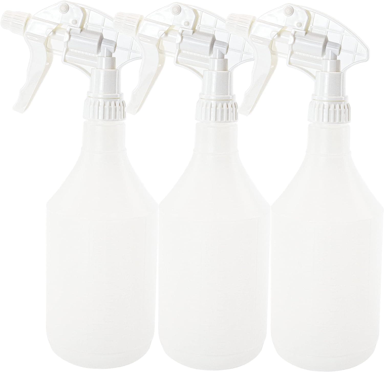 Clay Roberts Water Spray Bottles, Mist and Jet Settings, Pack of 3, White, 750ml, Measuring Gauge, White Spray Bottles, Cleaning, Gardening, Sprayer Bottle, Water for Cleaning