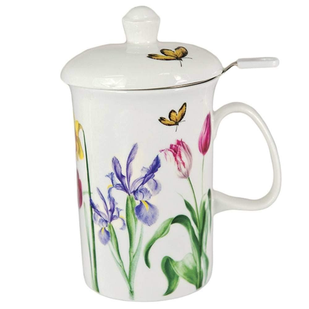 Ashdene Bone China 3-Piece Infuser Tea Mug Set - Cottage Garden 11 oz