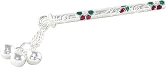 KMJ Pure Silver Flute/bansuri for Lord Krishna, laddu Gopal ji (Size: 5.5 cm)