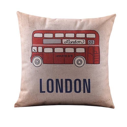 Magicboxes Cotton Linen Square Decorative Throw Pillow Case Cushion Cover Creative Cartoon London Bus 18" by Magic Boxes