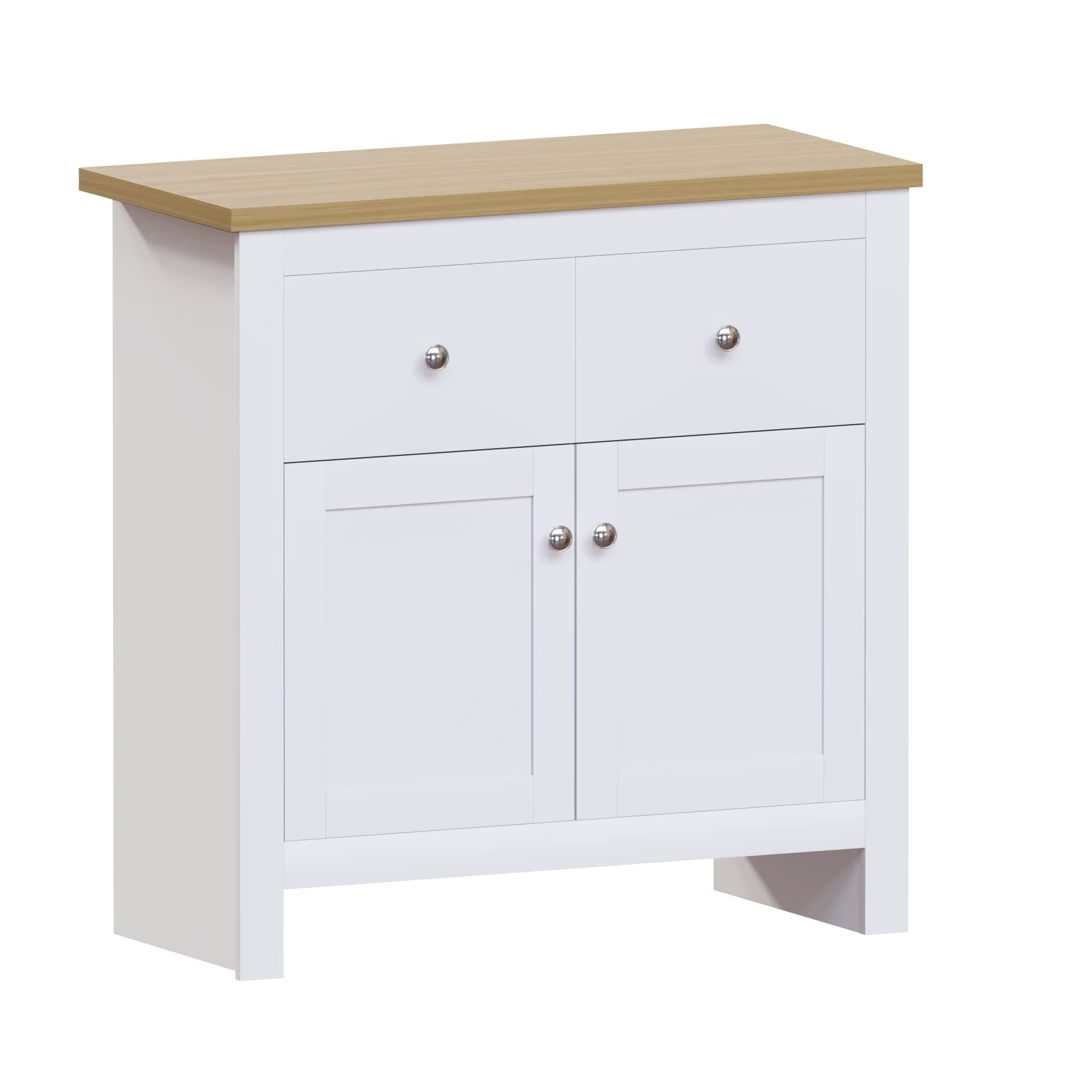 Vida Designs Arlington Sideboard, Buffet Table, Cupboard Cabinet Engineered Wood (White & Oak, 2 Drawer 2 Door)