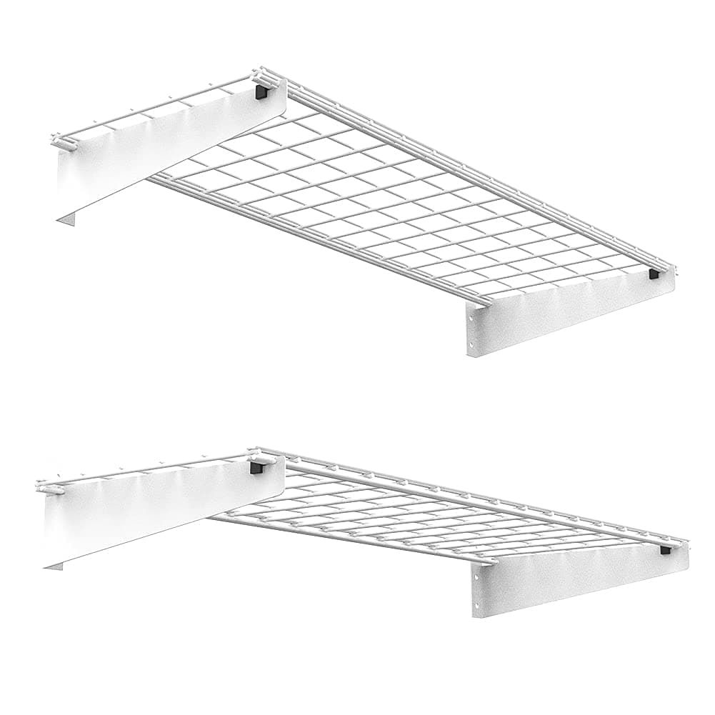 Wallmaster 2-Pack Heavy Duty Wall Shelf 45-inch-by-15-inch 2x4ft Garage Storage Rack Floating Shelves Max Load 400lb White