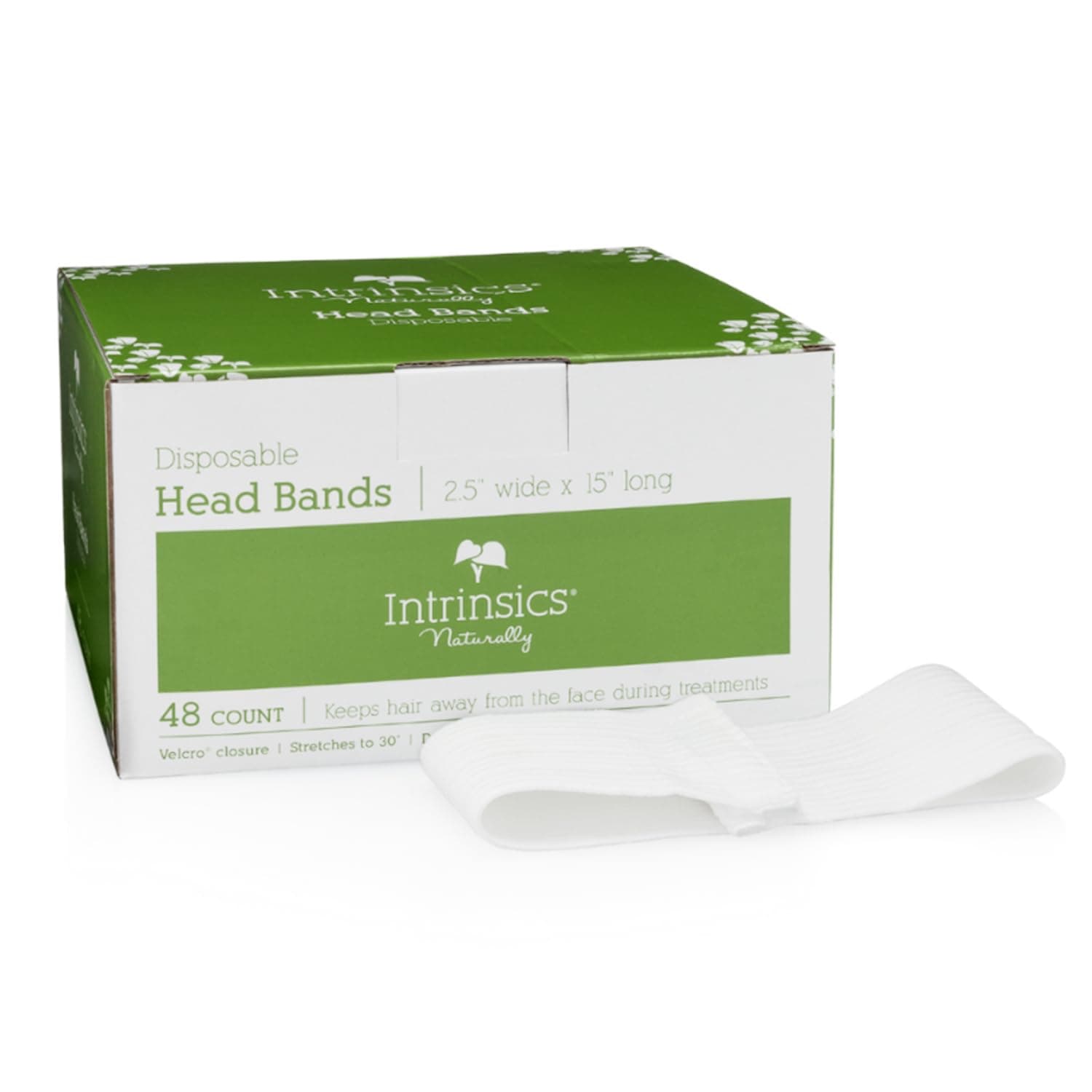 Disposable Headbands For Spa (48 Count) – 2.5” x 15” Stretchable Cotton Facial Headbands with Velcro Closure | For Facials, Makeup & Salon Use