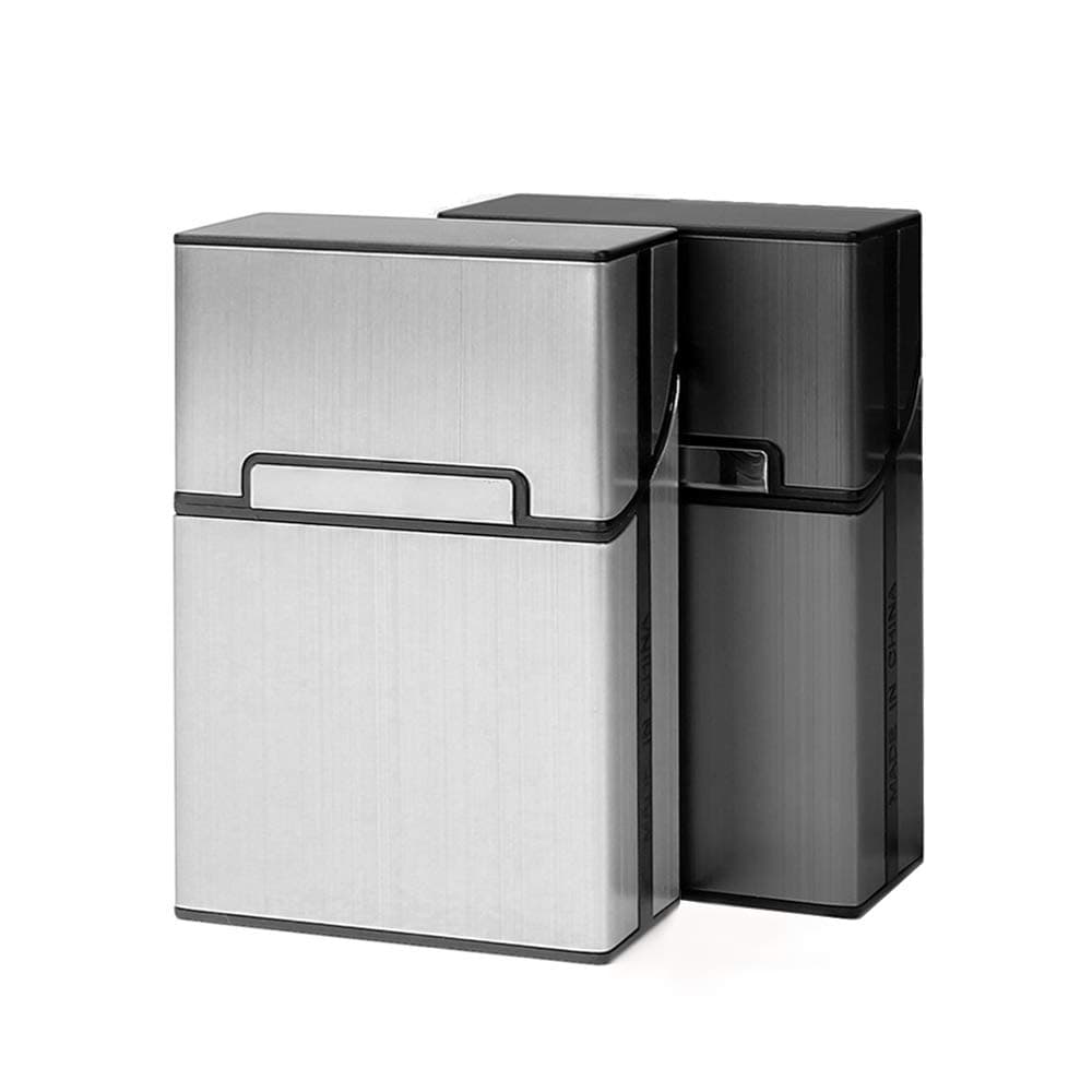 2 Pcs Lightweight Cigarette Case, Gray Silver Aluminum Cigarette Box Holder