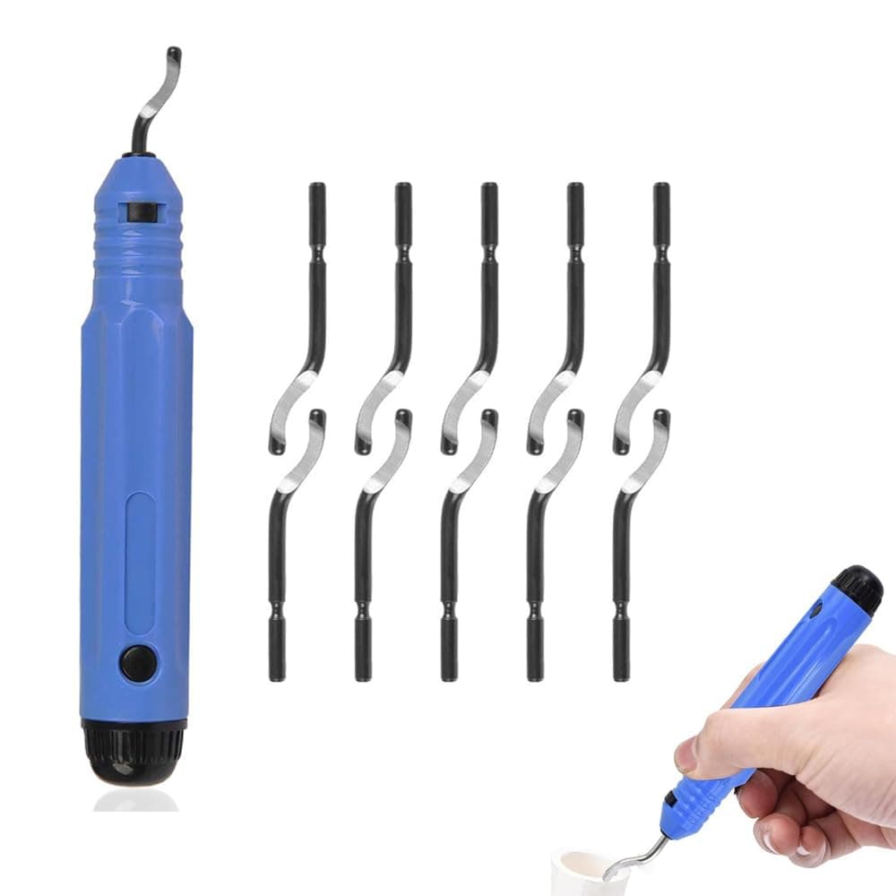 Sichumaria Deburring Tool Kit, NB1100 Handle + 10 Pcs BS1010 Rotary Deburr Blades,Hand Rotary Pipe Deburring Cutter For Cutting Deburrs Wood, Plastic, Copper, Aluminum And Steel