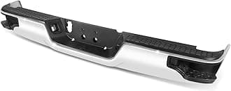 Rear Step Bumper Assembly Compatible with 09-10 Dodge Ram 1500, 11-18 Ram 1500, 19-23 Ram 1500 Classic, w/Step Pad & License Plate Light, Non Park Sensor/Dual Exhaust Cutouts, Chrome