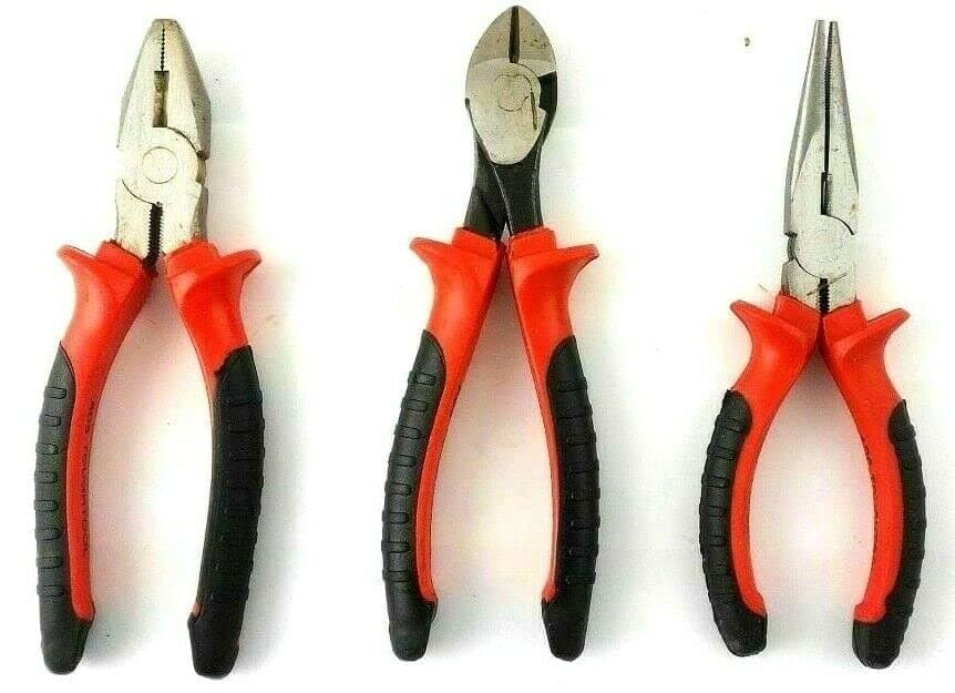 Orbitron3PC Heavy Duty 150mm Combination Long Nose Side Cutter Cutting Pliers Set