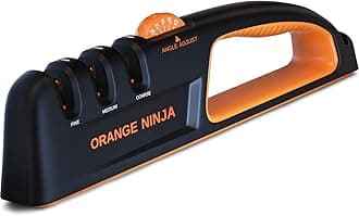 Sharp Pebble Orange Ninja Knife Sharpeners - 5 Adjustable Sharpening Angle- Premium Quality Kitchen Knife Sharpener - Handheld Knife Sharpeners for Kitchen Knives & Pocket Knife Sharpener by