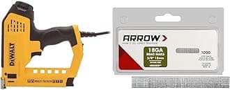 DWHT75021 Heavy Duty Electirc 5-in-1 Multi-Tacker & Arrow BN1810CS 18-Gauge Steel Brad Nails for Molding, Cabinets, Framing, Trim, and Finishing, Safe to Use with Electric