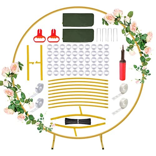 6.56Ft Round Backdrop Stand, Metal Circle Wedding Arch Backdrop Stand Balloon Circle Arch Stand Suitable for Birthday Party, Wedding (2M) (Not Include Accessories)