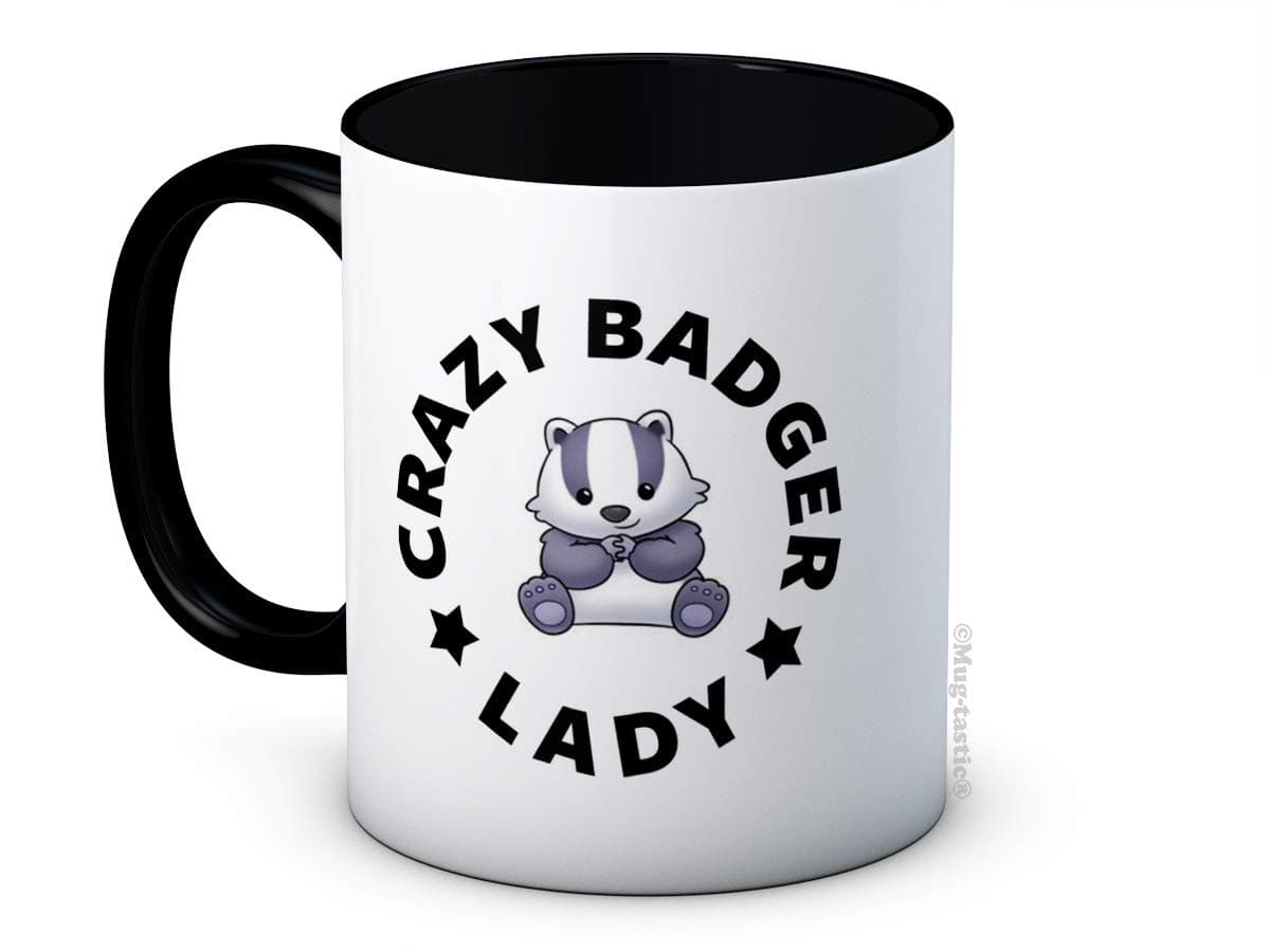 mug-tasticCrazy Badger Lady - Funny Ceramic Coffee Mug