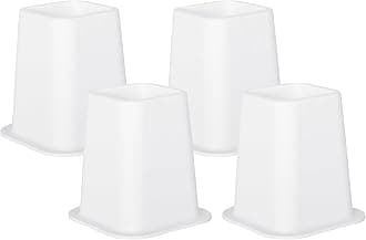 6-inch Bed Risers - Set of 4 White Heavy Duty Stackable Furniture Risers for Under Bed Storage, Desk, Sofa, Couch