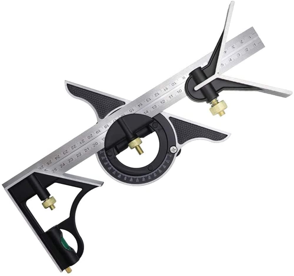 ELECDON Combination Angle Ruler, ELECDON 300MM Combination Square Angle Ruler Stainless Steel Multi Function Measuring Tool About 0.35Kg
