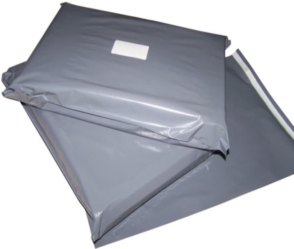 UKPS 10 Grey Colour Plastic Polythene Peel + Seal Mailing Postal Bags Large Size 17 x 24" / 425 x 600mm Self Seal Packing Packaging Postage Mail Sacks Envelopes Mailers