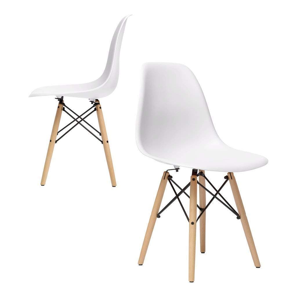 UNIQUE360 Beez Multipurpose Dining Chair with Plastic DSW Leaf Layer (White) - Set of 2