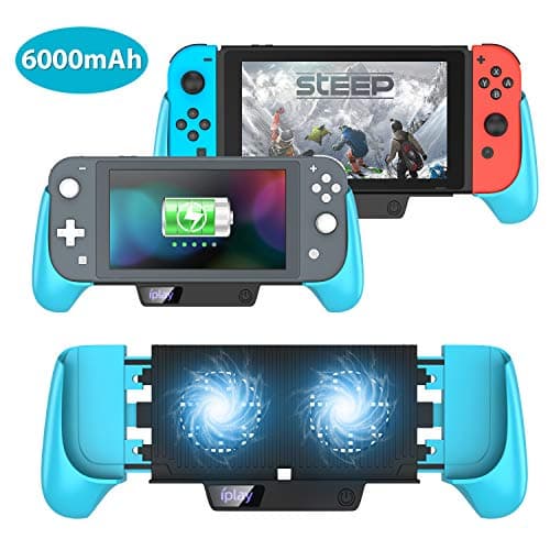 Charging Grip Case for Swith lite and Nintendo Switch, Built-in 6000mAh Recharge Battery Case and Cooling Fans and Kickstand