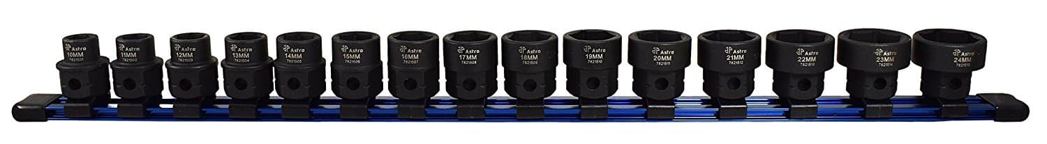 Astro Pneumatic Tool - 15Pc 1/2" Drive Low Profile Nano Impact Sockets - Metric (model: 78215)