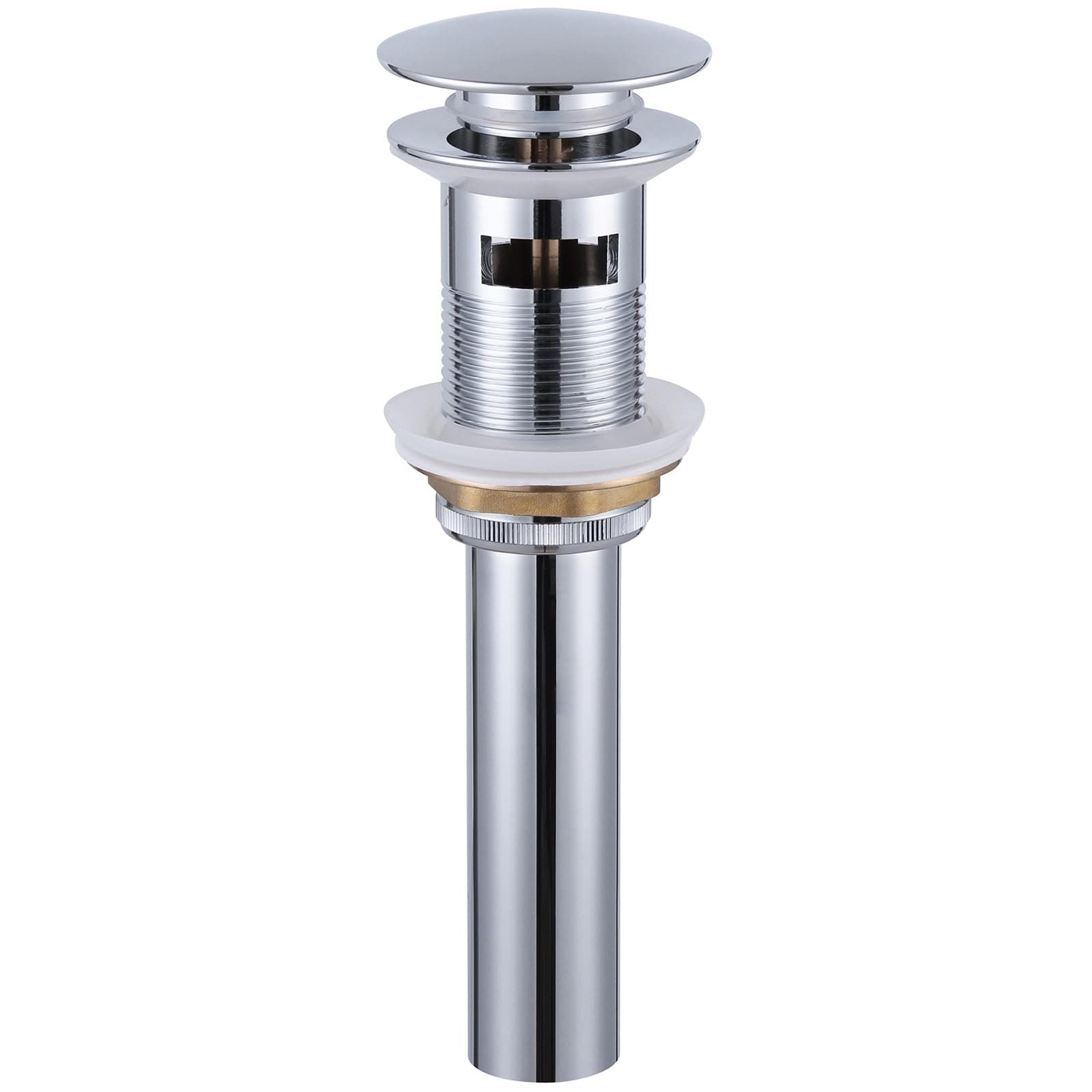 Bathroom Sink Drain, Angle Simple Brass Pop Up Drain Stopper, Vessel Sink Drain with Overflow, Lavatory Vanity Sink Drain Stoppers Chrome