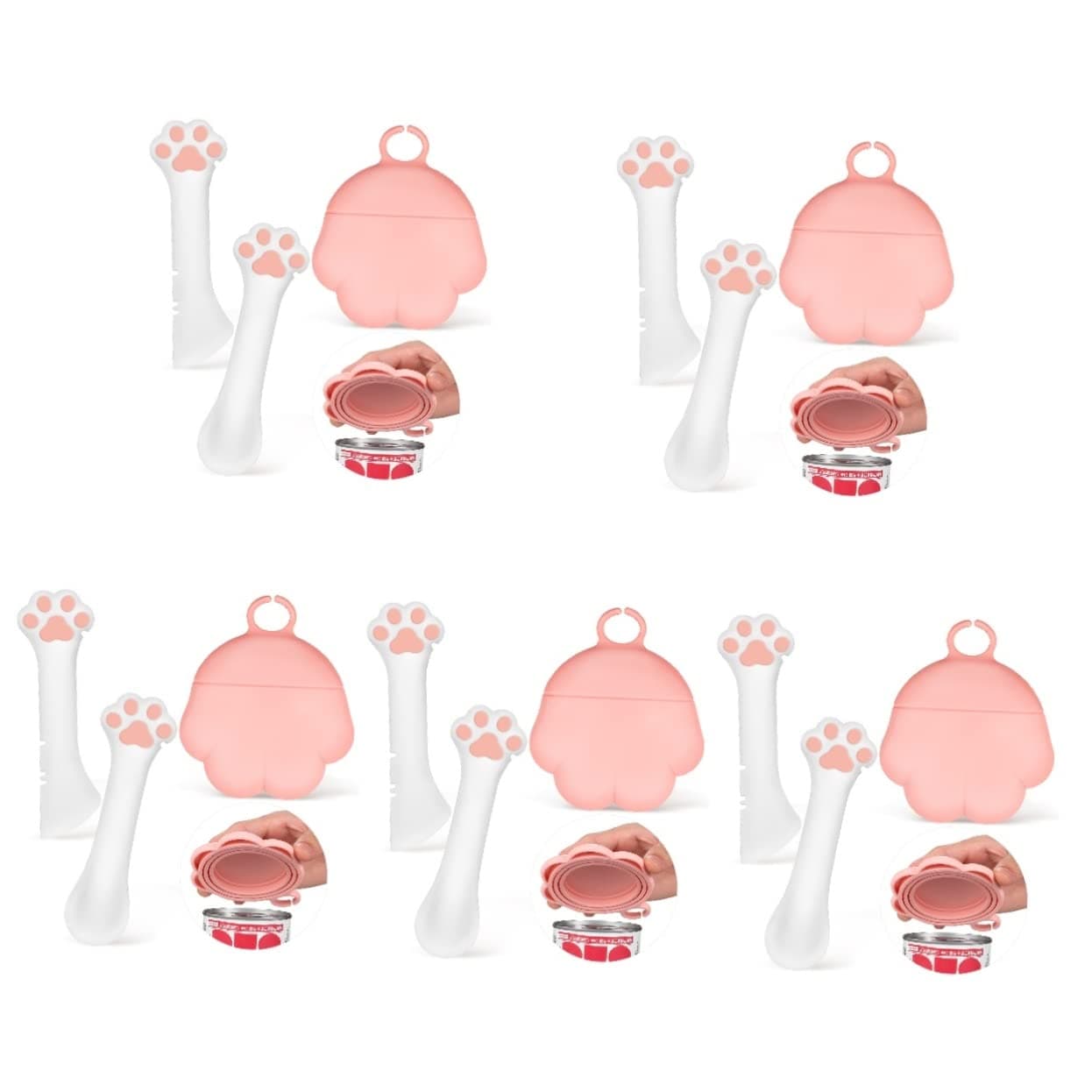POPETPOP 5 sets Covers Multifunction Can Curved Jar Kitten Spoon for Silicone Lids Supplies Pet Design Spoons Food and Lid of White Feeding Puppy Dog Pink Opener Tool Cover Mini with