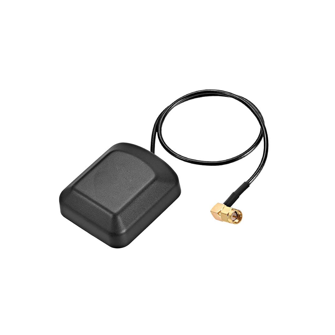 sourcing map GPS Active Antenna 90-Degree SMA Male Plug 28dB Aerial Connector Cable with Magnetic Mount 0.5 Meter Wire