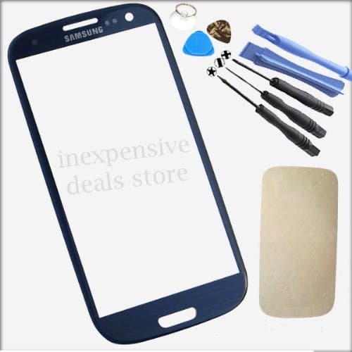 Dark Blue Front Outer Lens Glass Cover Replacement For Samsung Galaxy SIV S4 GT-i9500+Tools+Adhesive