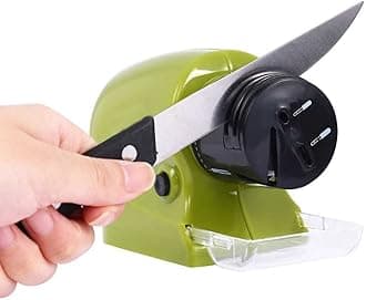 Suzec Electric Knife sharpner Motorized Sharpening Swifty Knives Power Sharpener Precision Scissors Sharp Tool Home Kitchen Electric Grind Machine Electric Knife Sharpener Cordless (Mutli use)(Green)