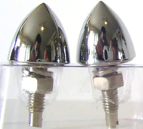 2 Chrome "Short Spike Bullet" License Plate Frame Bolts