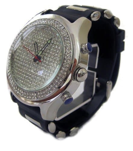 Bling MRSTER Full Crystal Dial Chrome Bezel Black Rubber Strap Hiphop Watch