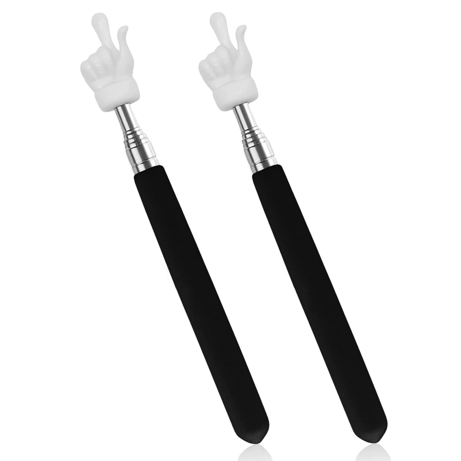 2 Pcs Telescopic Teachers Pointer, Extendable Hand Pointer Finger Pointer Stick, Small Retractable Classroom Pointer for Elementary School Kindergarten Teacher, Classroom Supplies (Black)