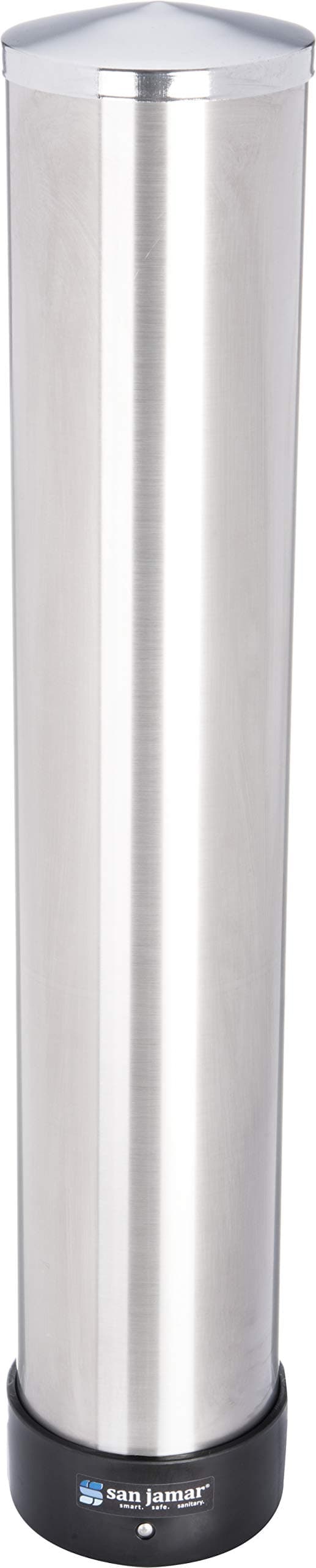 San Jamar C3500P Stainless Steel Pull Type Beverage Cup Dispenser, Fits 32oz to 46oz Cup Size, 4" to 4-7/8" Rim, 23-1/2" Tube Length