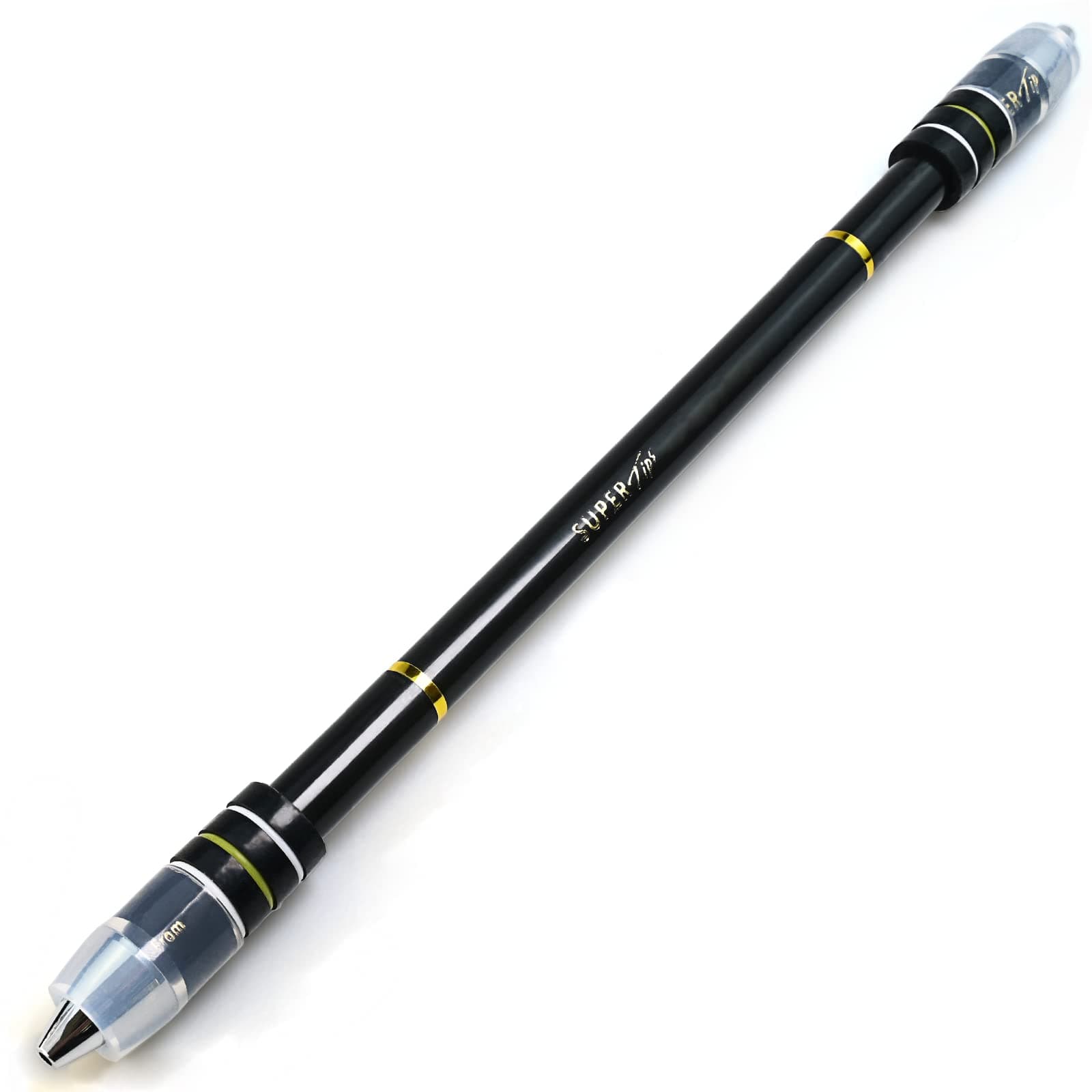 Pen Spinning Pens Buster Long Ivan Mod Peem Mod2, Handmade Weighted Spin Trick Pen for Beginner, Black Barrel Golden Ring