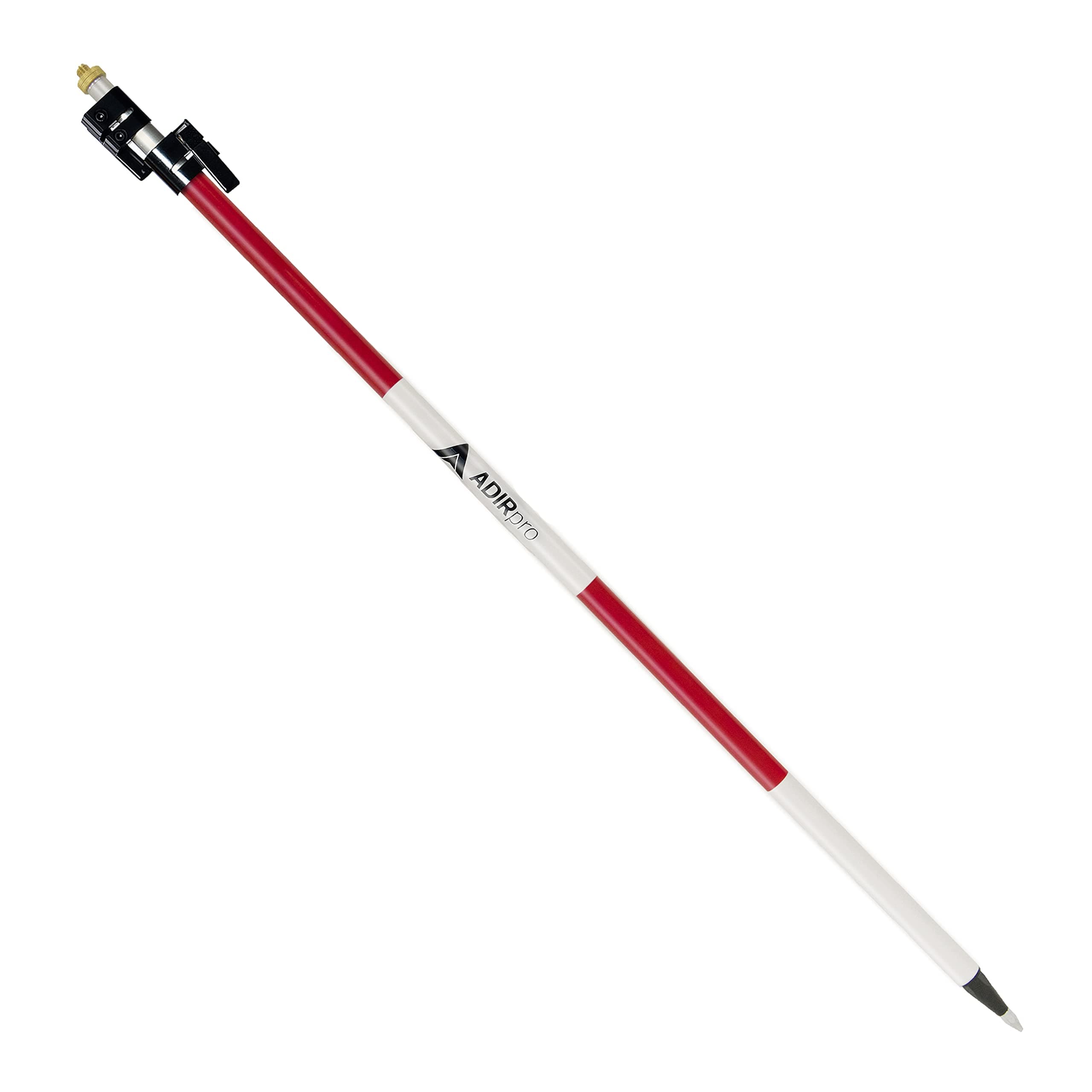 AdirPro Aluminum Prism Pole - Telescopic 12’ (3.7m) - Adjustable Tip – Quick Release Clamp - Metric Graduation - Strong & Lightweight GPS Pole - for Use with Prisms - Rover Rod - GNSS Instruments