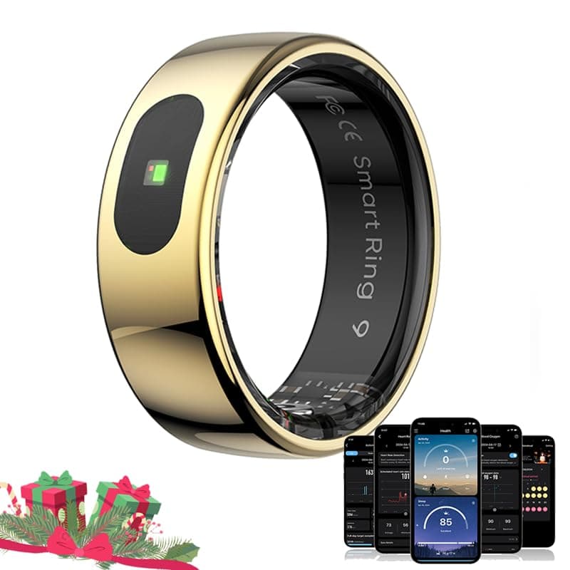 Touch Smart Ring Upgraded Version Health Ring Pro, with Bluetooth Remote Control and Motion Detection, 10ATM Waterproof Fitness Tracker for Men and Women Daily use (Gold Touch, 13)