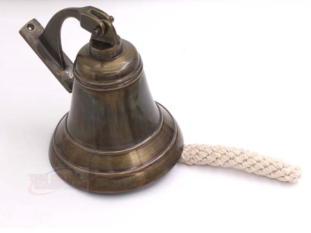 6" Solid Brass Bell Quality Marine Wall Mounted Ship Old Antique Finished Hanging Bell Perfect for Outdoor, School, Bar, Reception, Last Order & Church by The Metal Magician