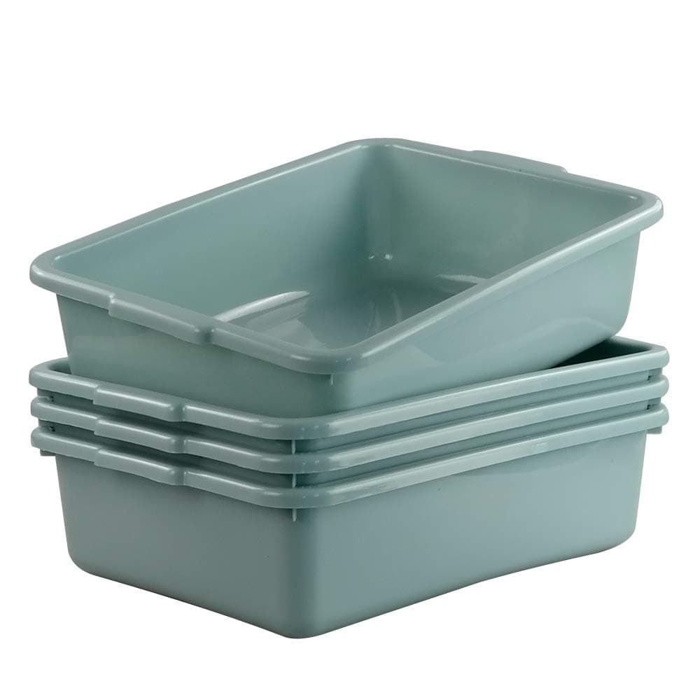 Utiao4 Pack Versatile Plastic Bus Box, 8 L Small Commercial Bus Tubs, 14.85" x 10.8" x 4.1"