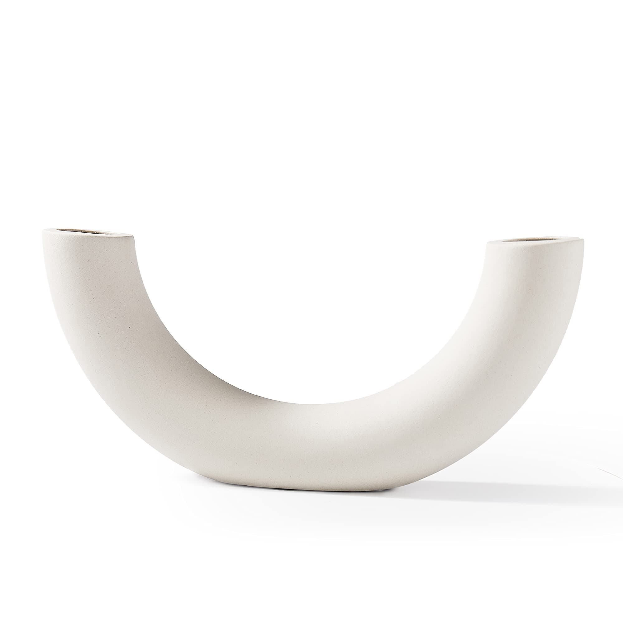 INGLENIX Ceramic Vase for Home Decor, U Shaped Style Modern Minimalist Decorative Vases for Living Room, Centerpieces, Wedding, Fit for Pampas Grass, Modern Table Shelf Home Decor, Office Décor(INS-A)