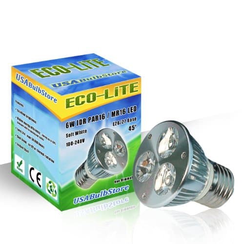Eco-Lite Dimmable 6W LED PAR16 E27 Flood 45° Warm White Curio Cabinet Light Bulb