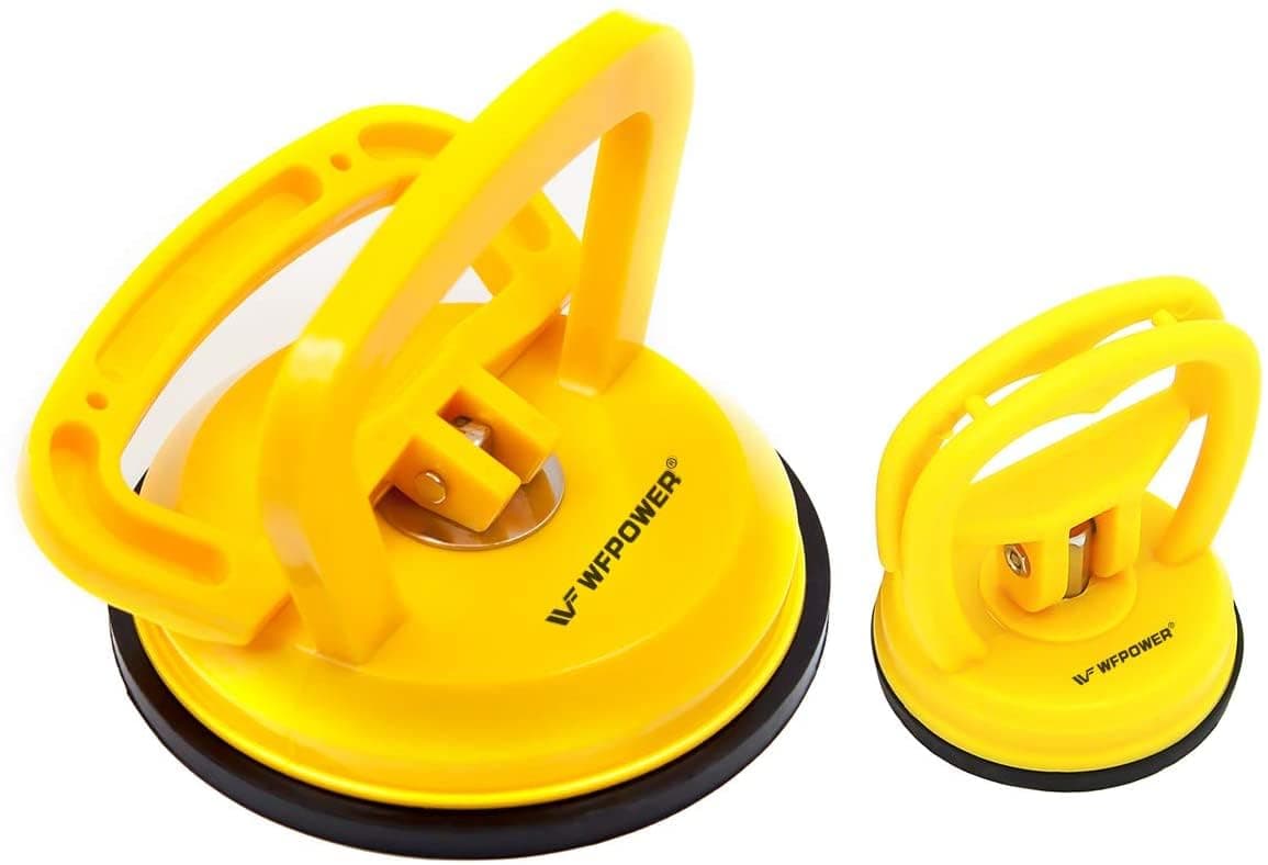 WFPOWER Yellow Suction Cup Dent Puller Handle Lifter 5inch / Dent Remover/Heavy Duty Glass Lifting Suction Cup with Small Suction Cup