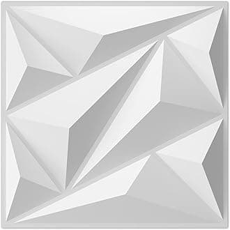 – Art3dwallpanels PVC 3D Wall Panel Diamond for Interior Wall Decor in White, 3D Textured Wall Panels, Pack of 33 Tiles