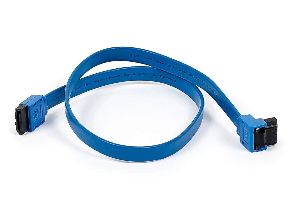 Monoprice SATA III 6.0 Gbps Cable - With Locking Latch, 90-Degree Plug, 1.5 Feet, Blue