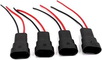 UTSAUTO 9005/9006/H10 Male Adapter Wiring Harness Sockets Wire for Headlights, Fog Lights Retrofit or Installing Cubic Pod Lights, Light Bar, Work Lamps, etc (Pack of 4)