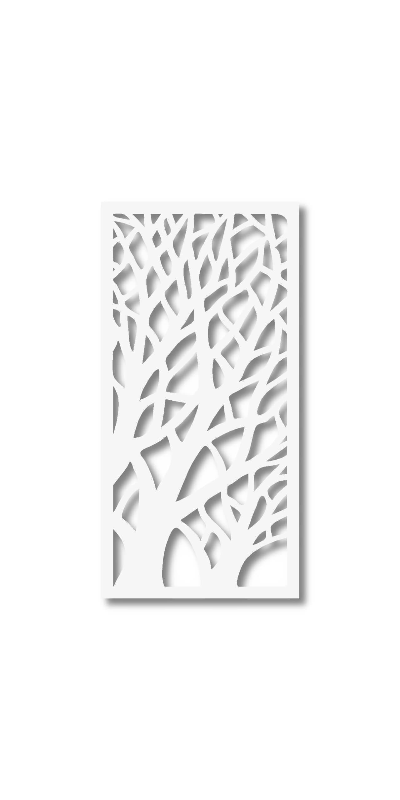 VIMA (Tree Branches) Decorative Wall Art Panel - 48" L x 24" W x 3/8" H, White Color PVC Board Panel with Private Screen Fence Design for Home Renovation & Wall Décor