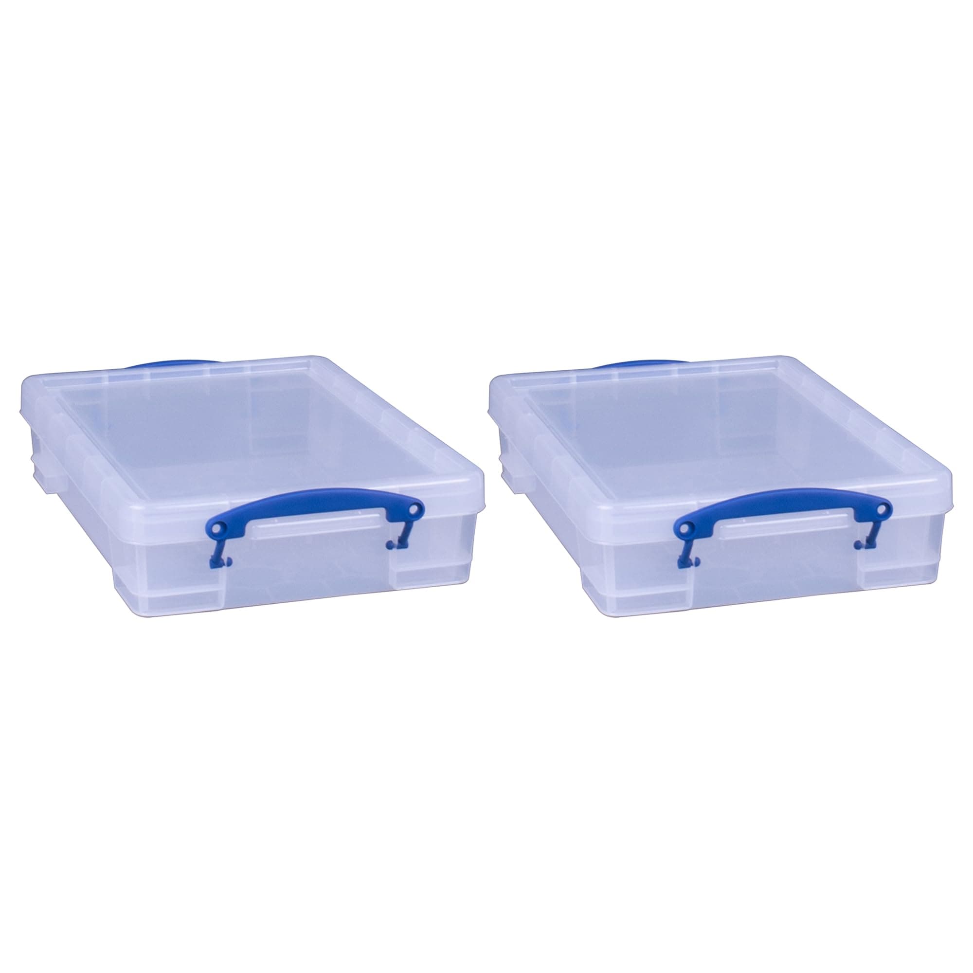 4 Liter Plastic Stackable Storage Container w/Snap Lid & Built-In Clip Lock Handles for Home & Office Organization, Clear (2 Pack)