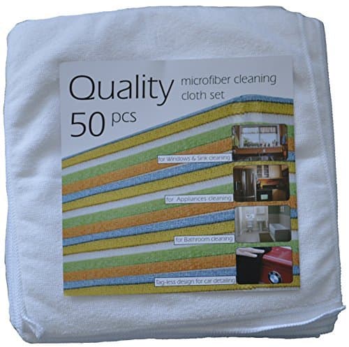 Quality Microfiber MFCW50 Cleaning Cloth, White, 50 Piece