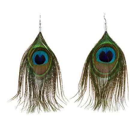 Jade Onlines features Natural Feather Peacock Earrings
