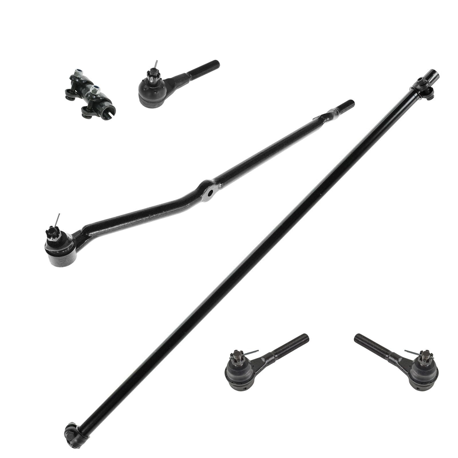 TRQ 6 Piece Kit Inner Outer Tie Rod End Drag Link Adjusting Sleeve for Jeep XJ MJ